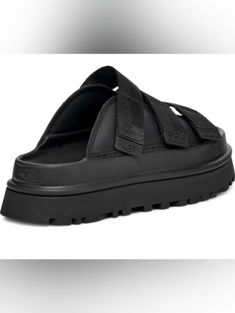 UGG Women Black Chunky Dual-Strap Platform Slide Size 8